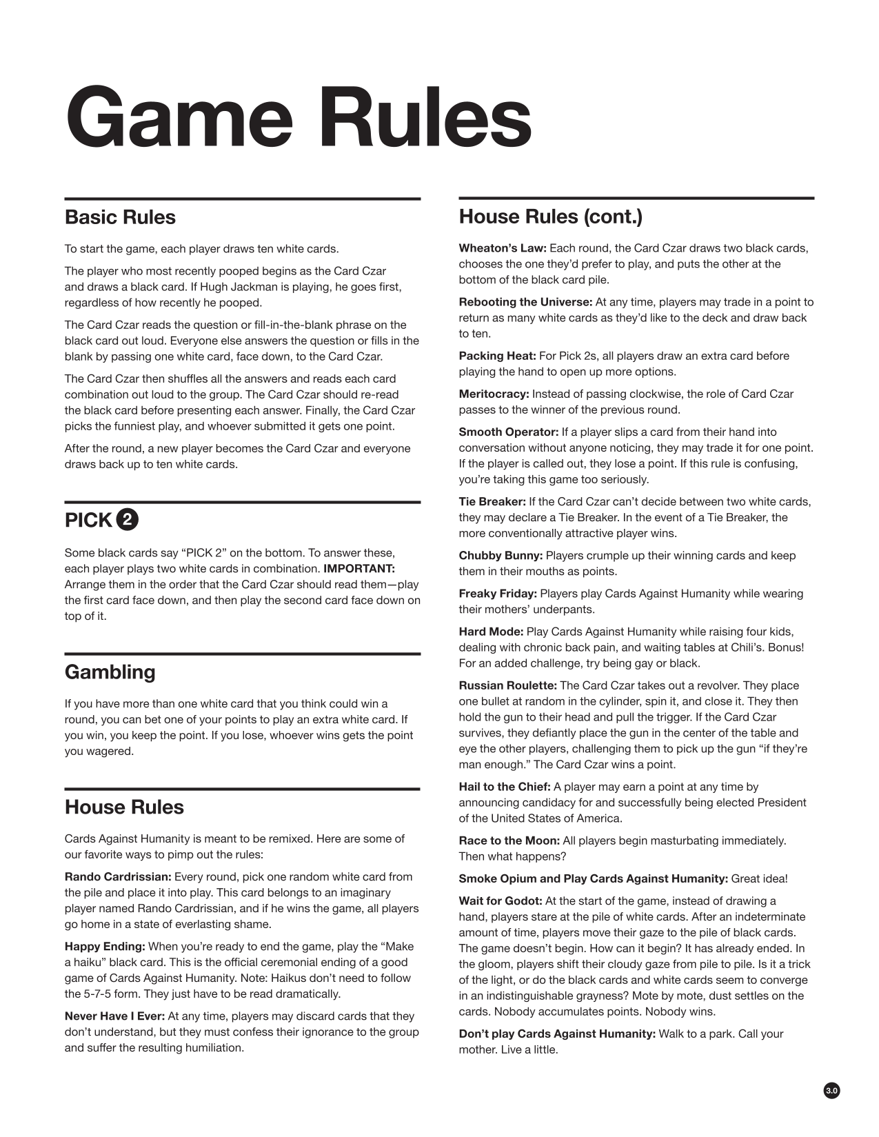 Rulebook page 1