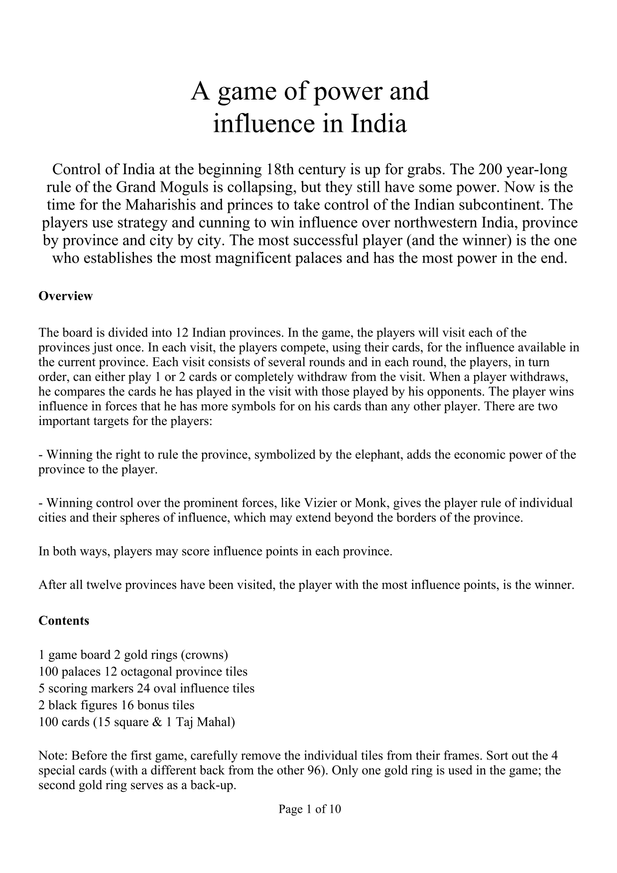 Rulebook page 1